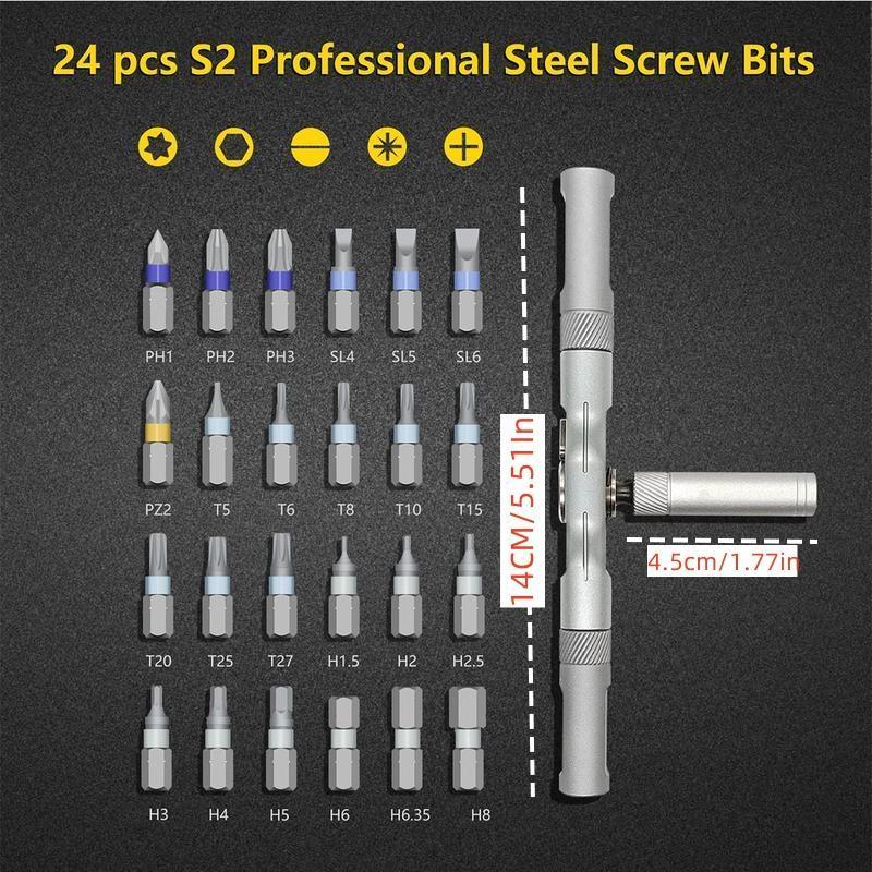 Compact 24-in-1 Magnetic Screwdriver Kit